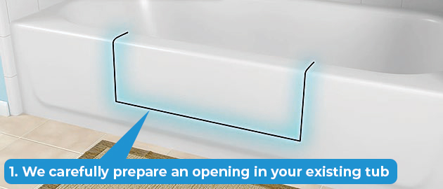 Step 1 - Cut existing tub