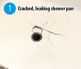 Shower pan Cracked, leaking shower pan image
