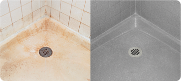 stained shower pans image